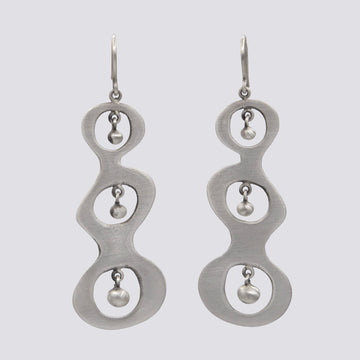 Long Wavy Earrings with Ball Dangles- EJ2308