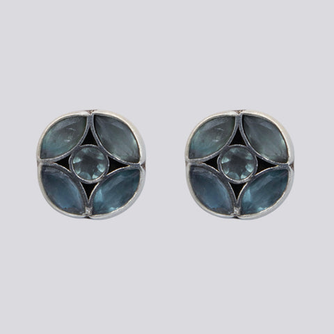 Marquis and Round Faceted Stone Stud Earrings - EJ2315