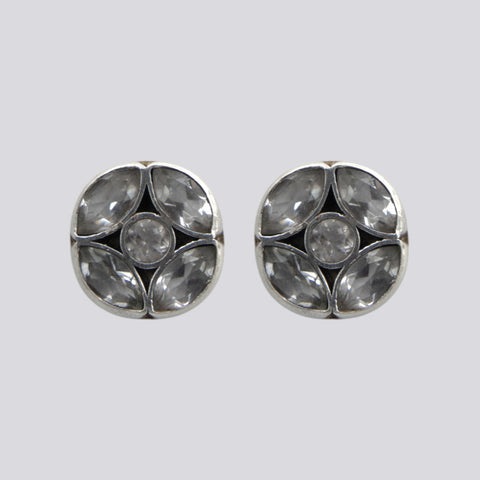 Marquis and Round Faceted Stone Stud Earrings - EJ2315