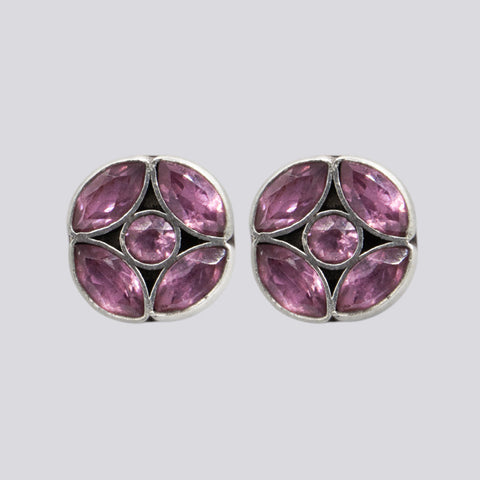 Marquis and Round Faceted Stone Stud Earrings - EJ2315