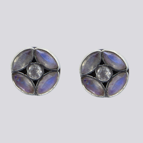 Marquis and Round Faceted Stone Stud Earrings - EJ2315