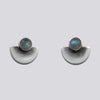 Half Disc with Cabochon Stone Stud Earrings - EJ2316