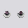 Half Disc with Cabochon Stone Stud Earrings - EJ2316