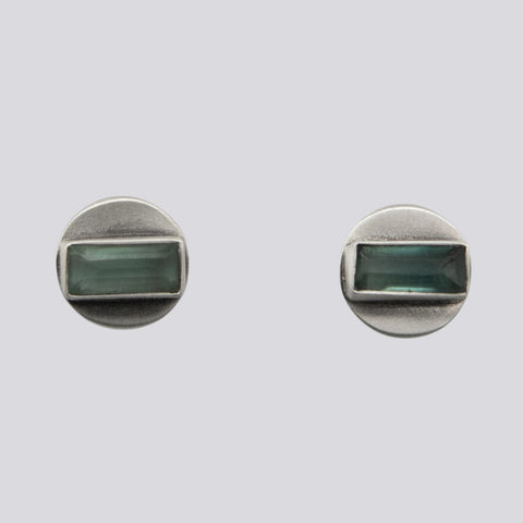 Baguette Stone and Disc Stud Earrings - EJ2317