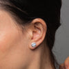 Baguette Stone and Disc Stud Earrings - EJ2317