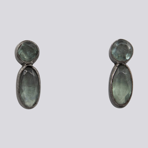 Oval and Round Faceted Stones Earrings - EJ2319