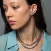 Oval and Round Faceted Stones Earrings - EJ2319