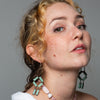 Large Faceted Baguette Chrysoprase Deco Drop Earrings