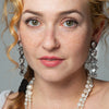 Large Clear Quartz Clip On Earrings With Dangles