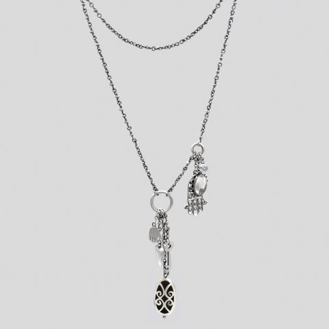 Ornate Filigree Charm Necklace with Handmade Ball Chain - NECKLACE 59