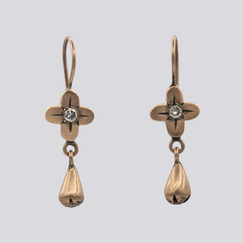 Star Set Diamond Cross and Dangle Earrings