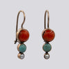 Coral, Turquoise and Pearl Drop Earrings