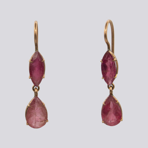 Pink Tourmaline Drop and Dangle Earrings
