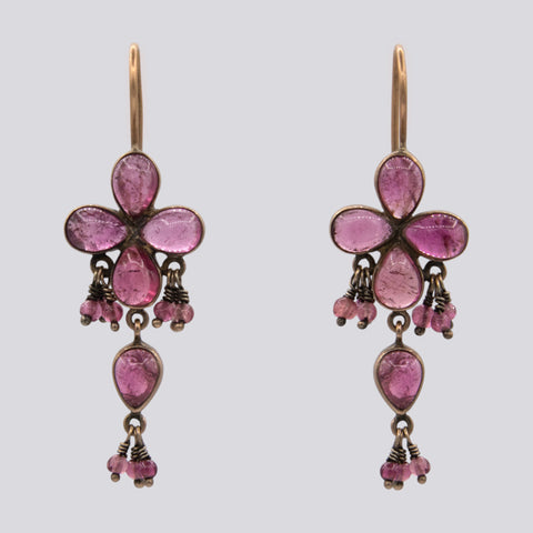 Pink Tourmaline Earrings with Dangles