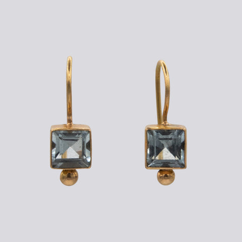 18K Blue Topaz Drop Earrings