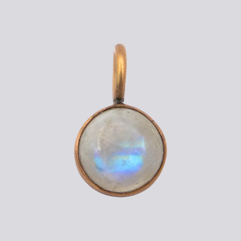 Cabochon Rainbow Moonstone Bezel Set Charm