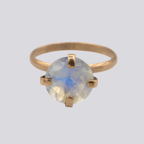 Rainbow Moonstone Gold Ring - Size 7