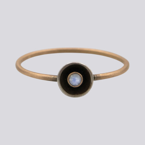 Rainbow Moonstone Gold Ring - Size 8