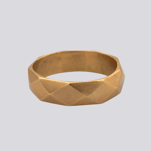 Faceted Gold Band Ring - Size 8