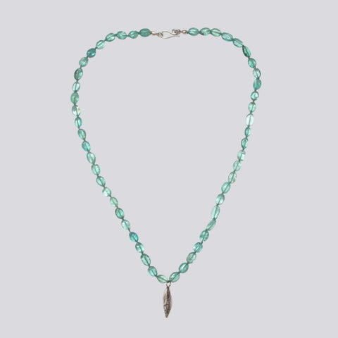 Knotted Apatite Necklace With Shell Pendant - KNTAP-5