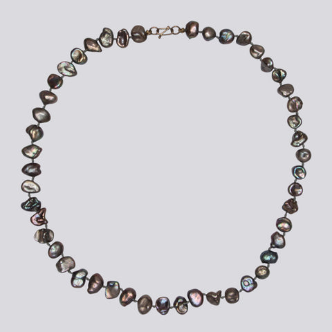 Knotted Grey Pearl Necklace