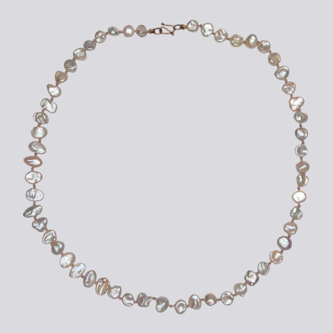 Knotted White Pearl Necklace