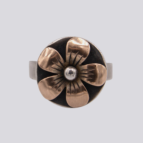 Domed Flower Ring - Size 8