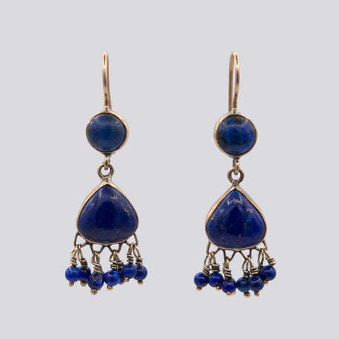 Lapis Drop Earrings with Dangles
