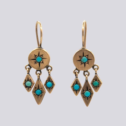 Turquoise Drop Earrings with Dangles
