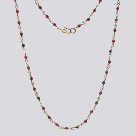 Garnet and 10K Gold Rosary Necklace