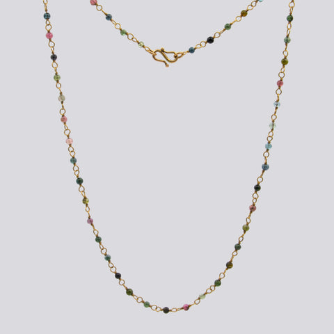 Tourmaline and 10K Gold Rosary Necklace