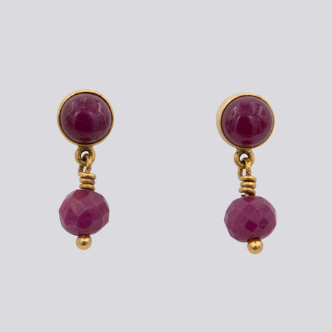 Ruby Studs with Dangles