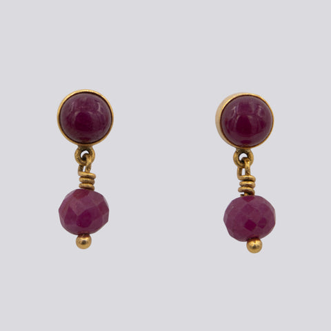 Ruby Studs with Dangles