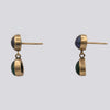 Grey Pearl Studs with Green Tourmaline Dangles
