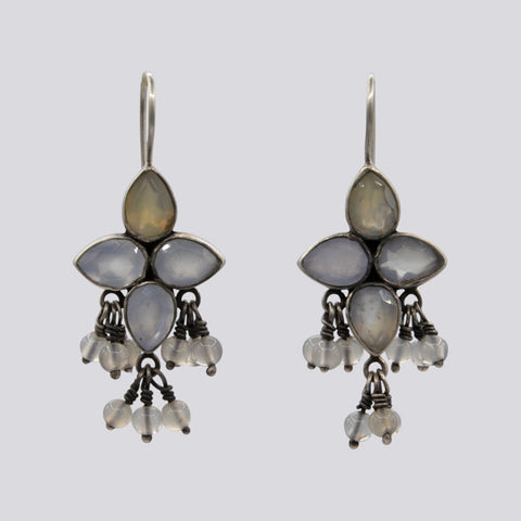 Chalcedony Drop Earrings With Dangles