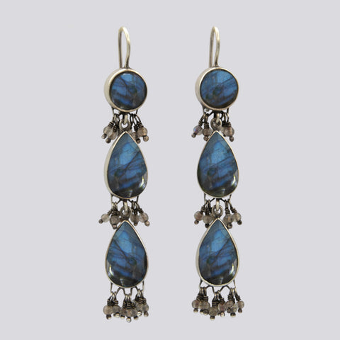 Large Labradorite Earrings With Dangles