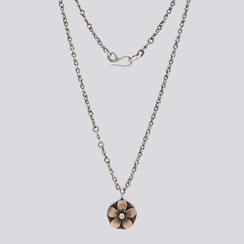 Flower Pendant and Ball Chain Necklace