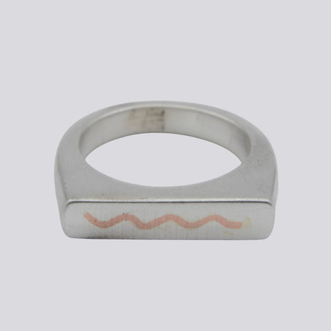 Bar Ring with Copper Inlay - Size 5