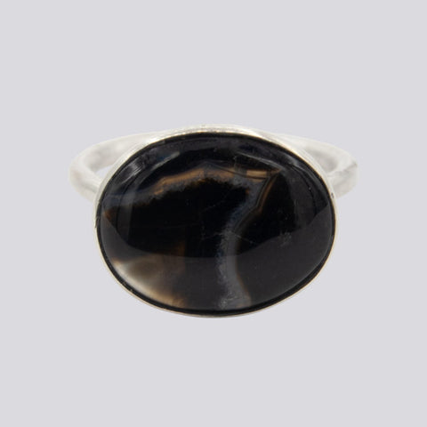 Banded Black Onyx Ring - Size 8