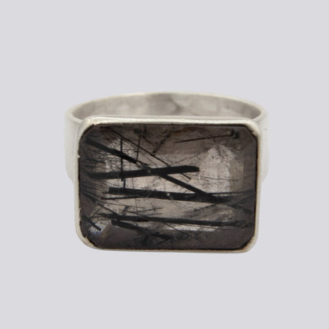 Tourmalated Quartz Ring - Size 8