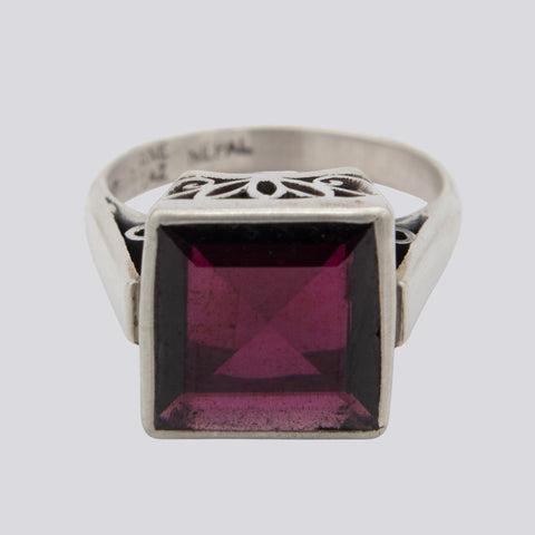 Garnet Ring With Cutouts - Size 8