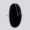 Large Banded Black Onyx Ring - Size 9