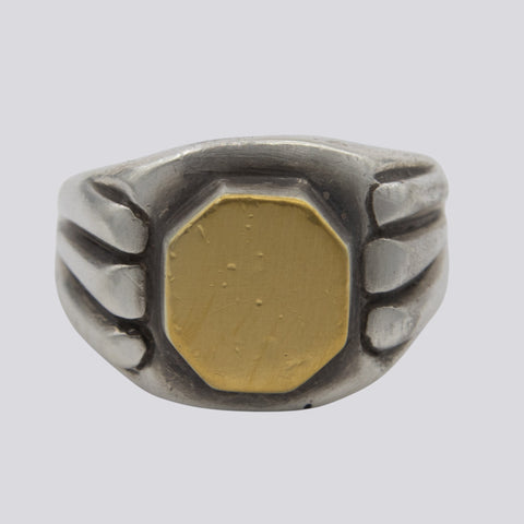 Sterling Silver And 22K Gold Deco Ring - Size 8