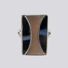 Banded Black Onyx and Chocolate Moonstone Ring - Size 8 - RING 35