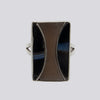 Banded Black Onyx and Chocolate Moonstone Ring - Size 8