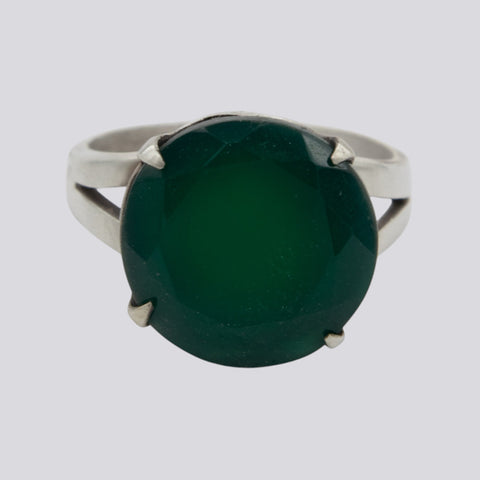 Faceted Green Onyx Ring - Size 8