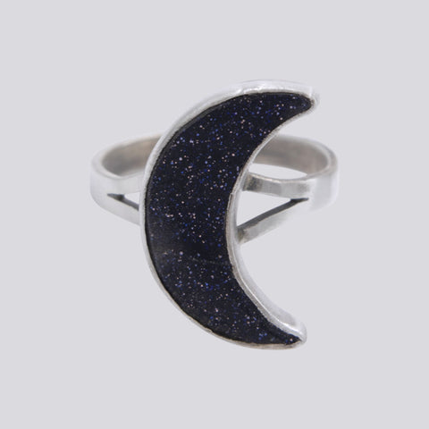 Purple Sandstone Moon Ring - Size 7