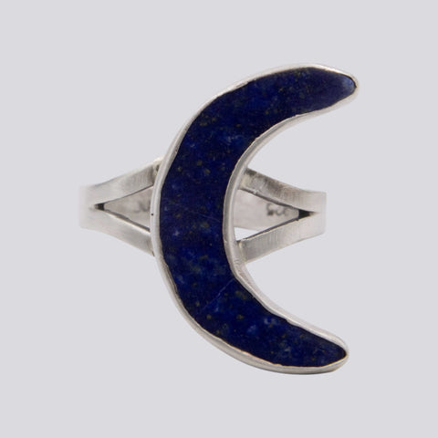 Lapis Moon Ring - Size 7