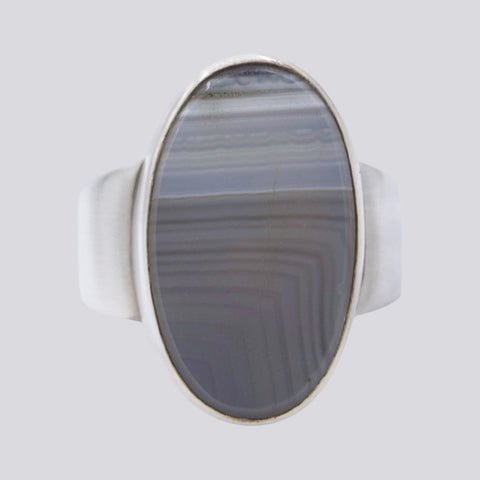 White Agate Ring - Size 9 - RING 67