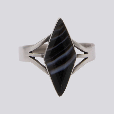 Banded Black Onyx Ring - Size 9
